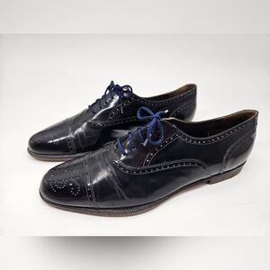 Mario Campatelli Sz 10 M BLACK Leather Cap Toe Oxford Dress Lace-up Shoe 👞 Mens